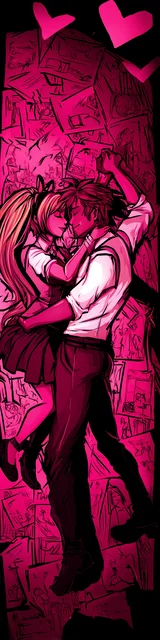 Free dark romance bookmark featuring a couple in hot pink tones